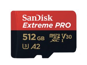 Extreme Pro microSDXC 512GB + SD Adapter (170MB/s) A2 C10 V30 UHS-I U3