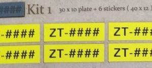 Registration Kit 1 (1x Plate: 30x10 + 6x Stickers 40x12)
