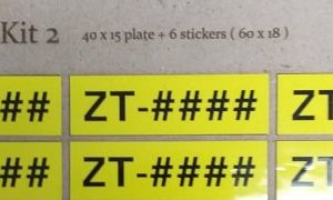 Registration Kit 2 (1x Plate: 40x15 + 6x Stickers: 60x18)