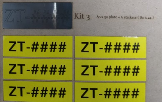 Registration Kit 3 (1x Plate: 80x30 + 6x Stickers: 80x24)
